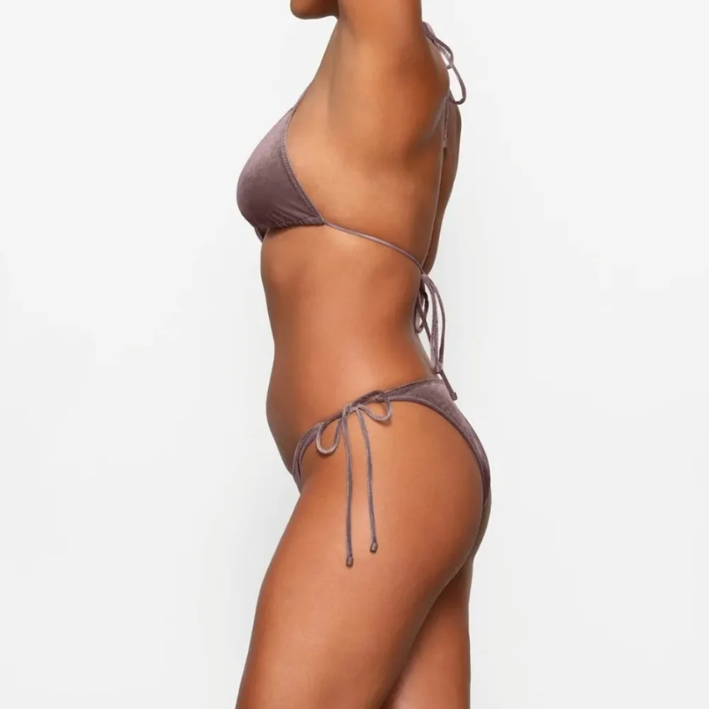 NWT SKIMS Textured Bikini Story Tie Bottom Size 3X Umber